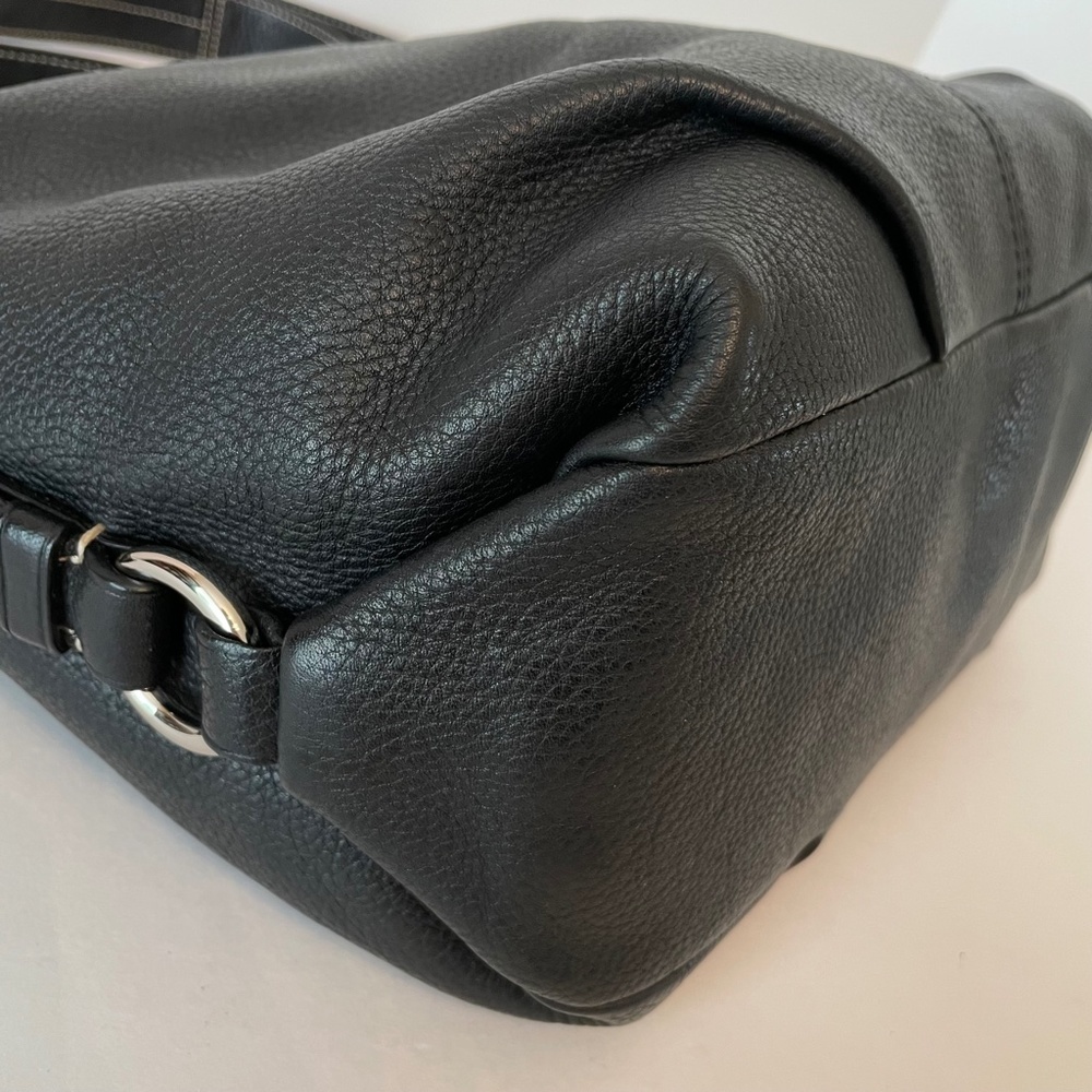 Coach Pebbled Leather Black Convertible Crossbody Shoulder Bag Hobo Duffle - Picture 8 of 16